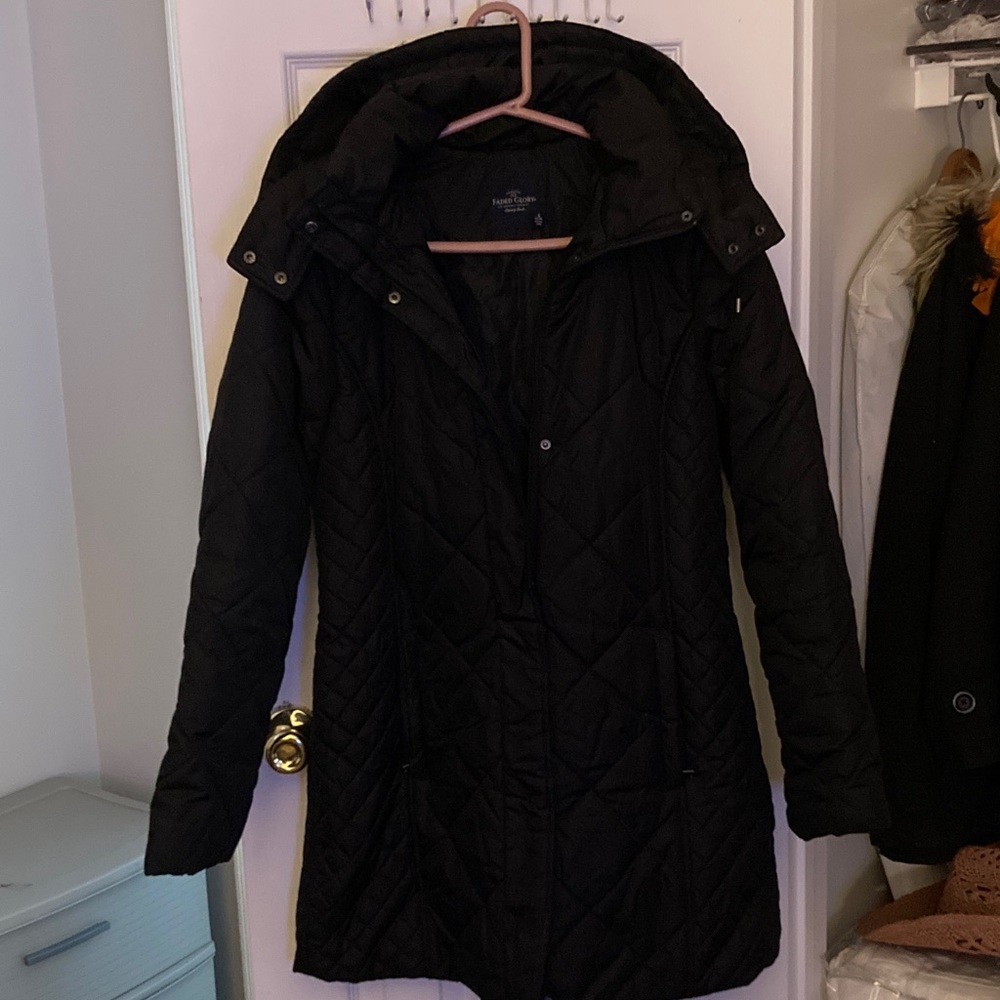 Faded Glory Black Puffer Coat with removable hood  size large (12/14)